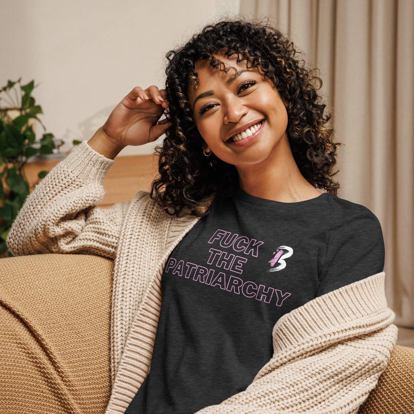 Women's Relaxed T-Shirt-"Fuck the Patriarchy with Pay Graph"